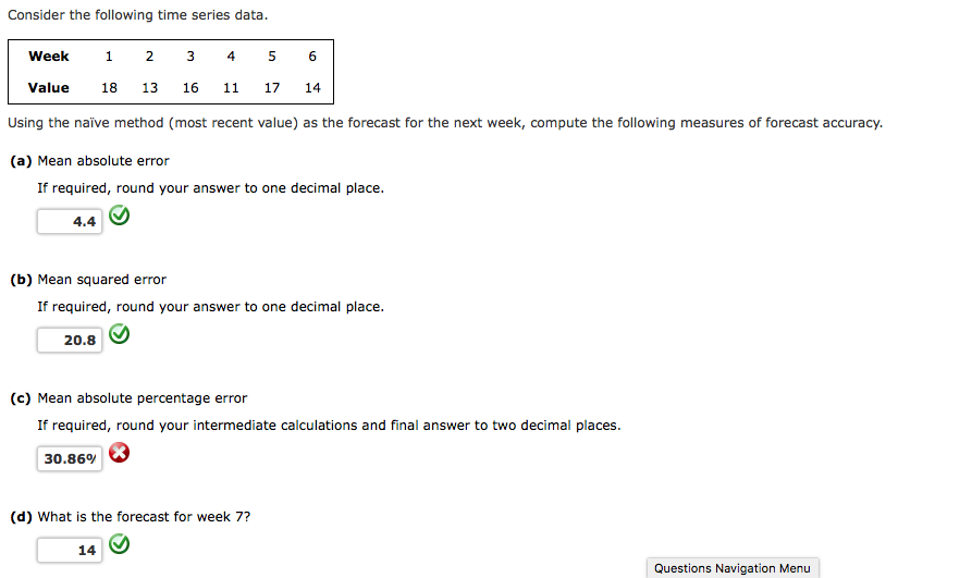 Solved Consider the following time series data. Week Value 1