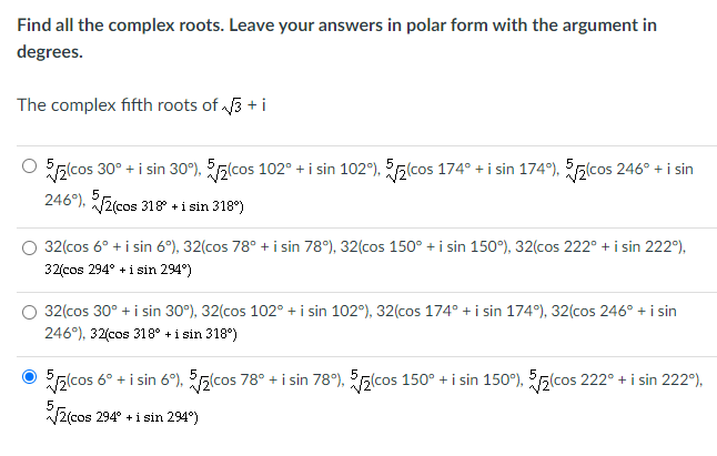 Solved Find all the complex roots. Leave your answers in | Chegg.com