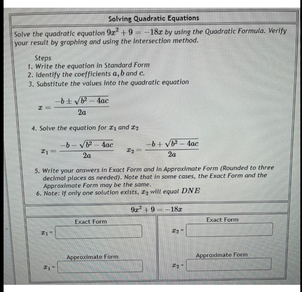 Solved Solve The Quadratic Equation 9x29−18x By Using The 2161