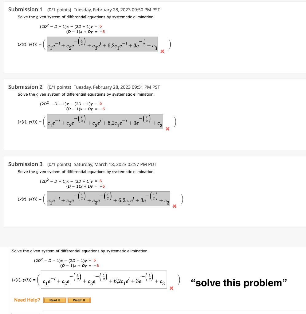 Solved Solve the given system of differential equations by