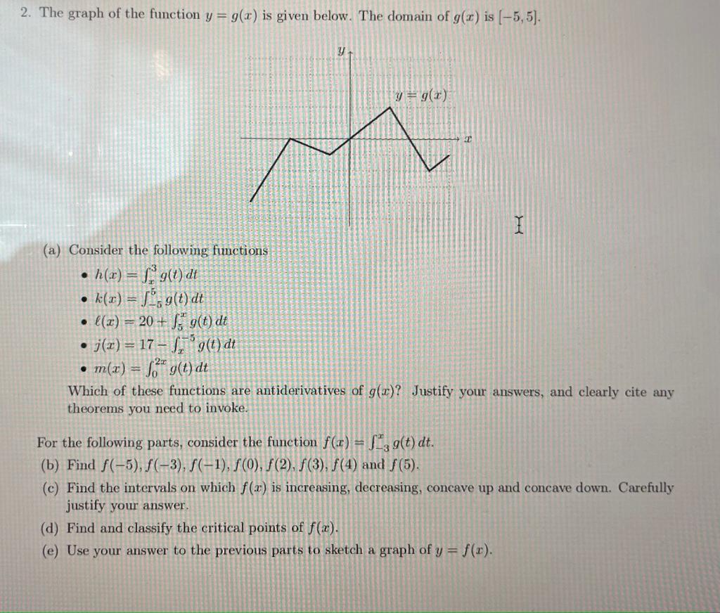 2 The Graph Of The Function Y G X Is Given Bel Chegg Com