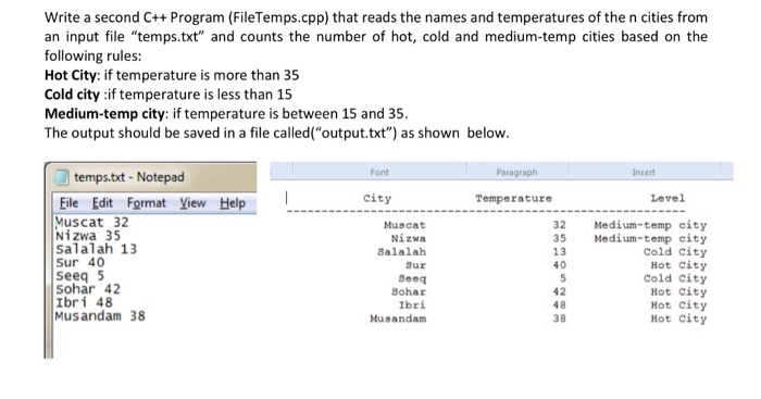 Solved Write a second C++ Program (FileTemps.cpp) that reads | Chegg.com
