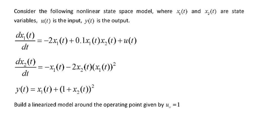 Solved Consider the following nonlinear state space model, | Chegg.com