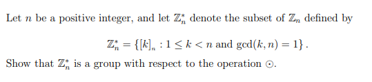 Solved Let n be a positive integer, and let Z denote the | Chegg.com