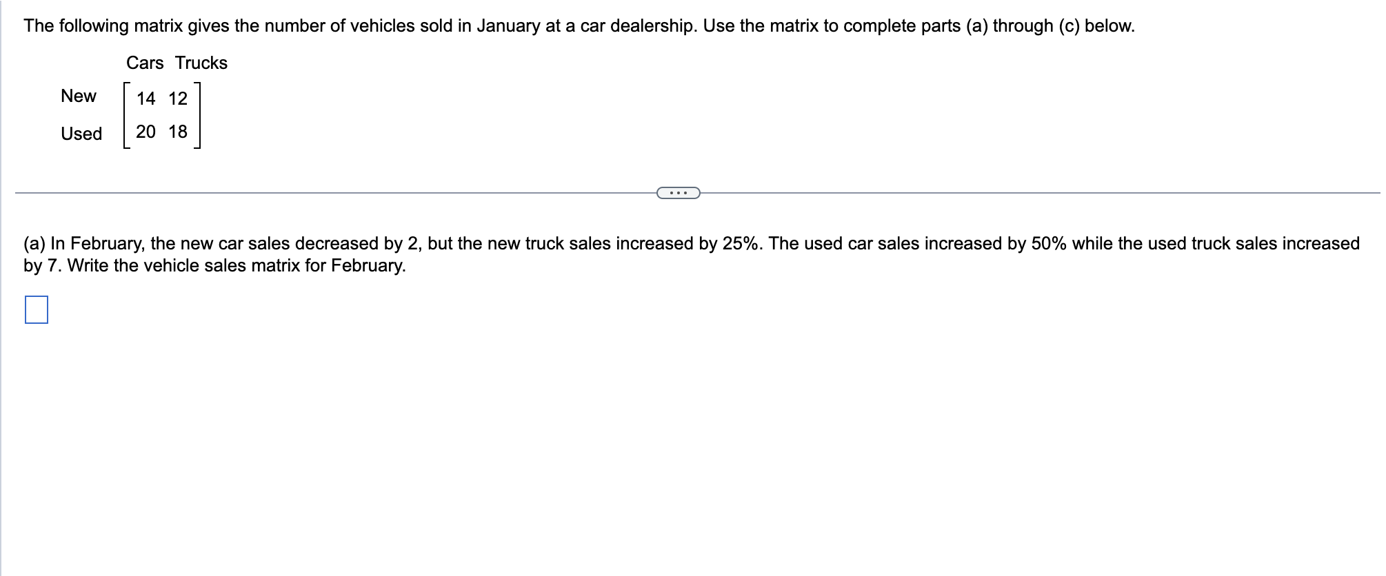 Solved The following matrix gives the number of vehicles | Chegg.com