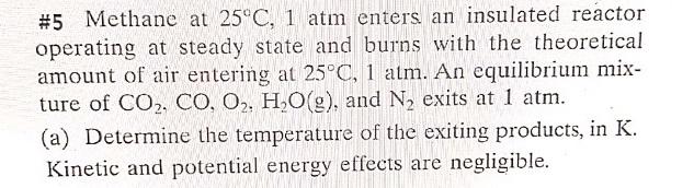 Solved #5 Methane at 25°C, 1 atm enters an insulated reactor | Chegg.com