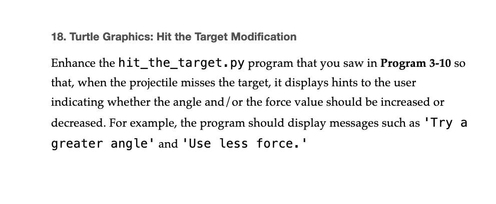 Solved 18. Turtle Graphics: Hit the Target Modification | Chegg.com