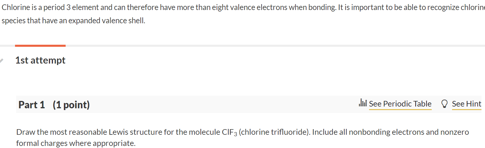 Solved Chlorine is a period 3 element and can therefore have