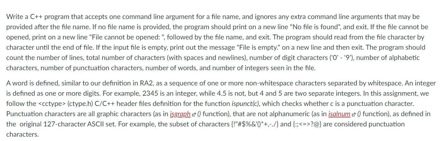 Solved Write a C++ program that accepts one command line | Chegg.com