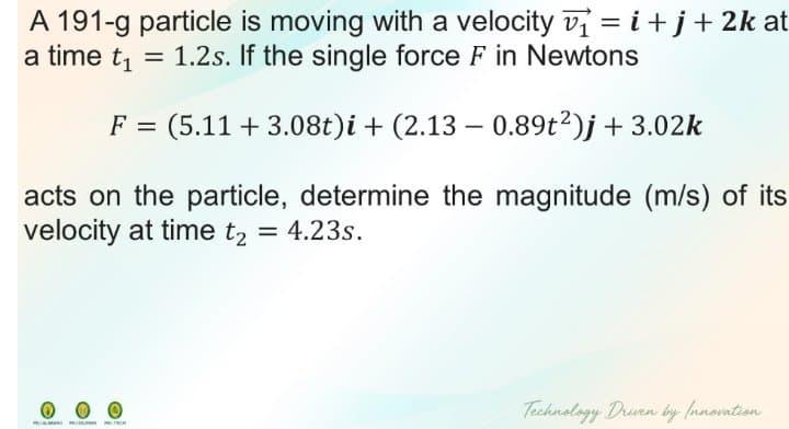 Solved A 191 G Particle Is Moving With A Velocity Vi I Chegg Com