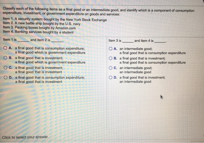 solved-classify-each-of-the-following-items-as-a-final-good-chegg