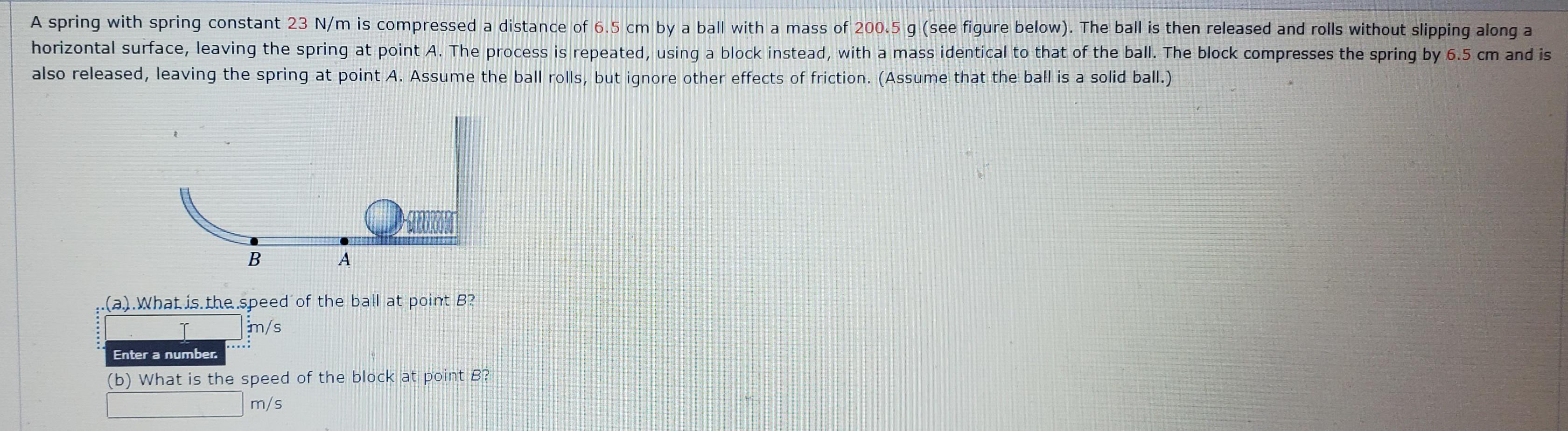 Solved A spring with spring constant 23 N/m is compressed a