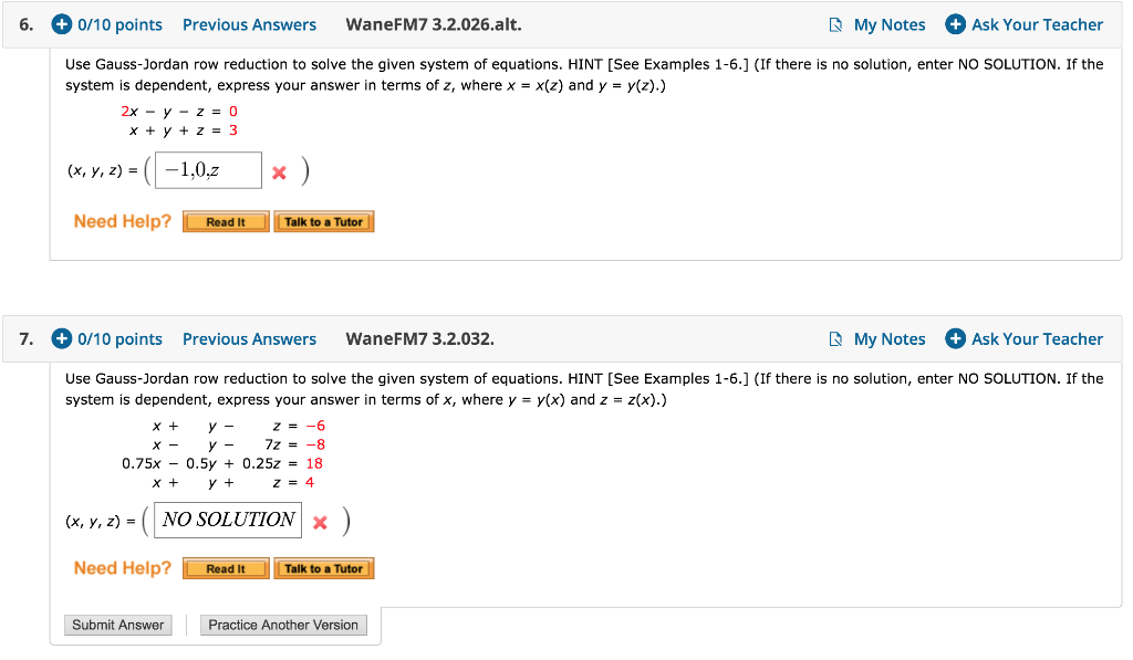 Solved Use Gauss Jordan row reduction to solve the given Chegg