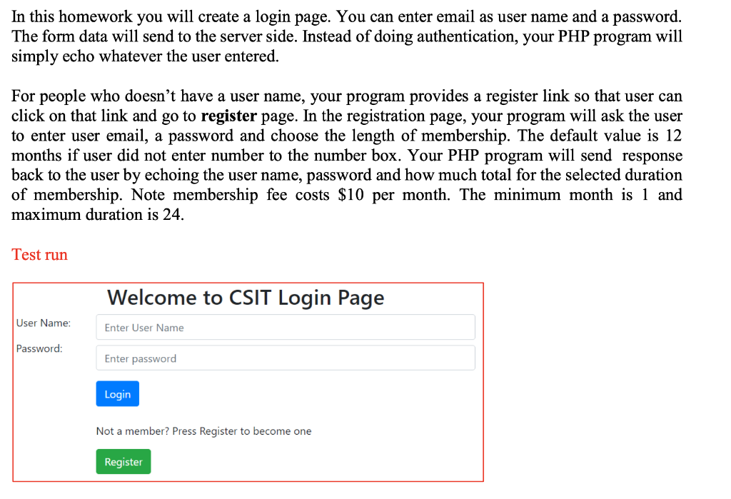 Solved In this homework you will create a login page. You | Chegg.com