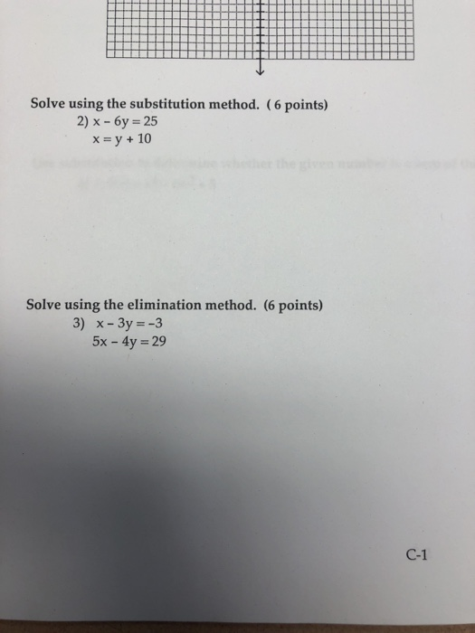 Solved Solve using the substitution method. (6 points) 2) x | Chegg.com