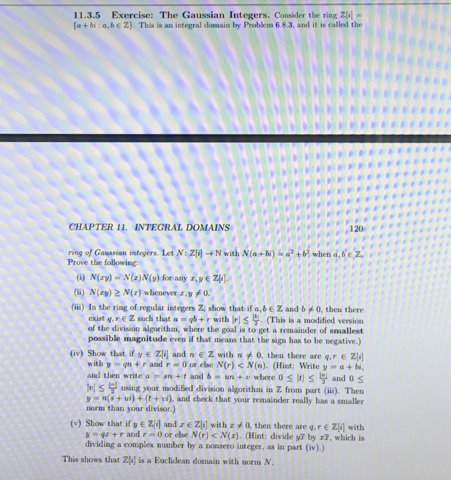 Solved 11.3.5 Exercise The Gaussian Integers. Consider the