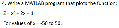 Solved 4. Write a MATLAB program that plots the function: | Chegg.com