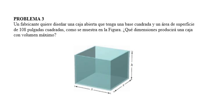 Solved PROBLEMA 3 Un Fabricante Quiere Diseñar Una Caja | Chegg.com