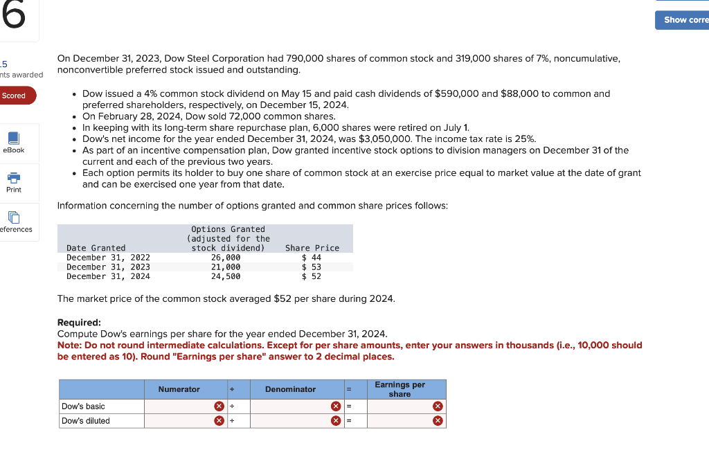 Solved On December 31,2023 , Dow Steel Corporation had