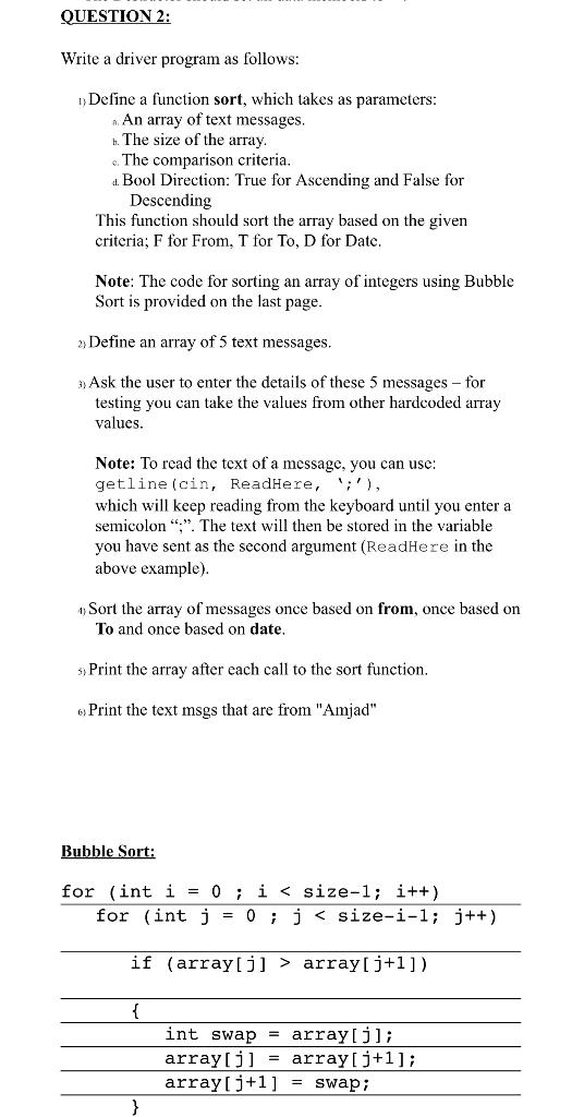 Solved QUESTION 2: Write a driver program as follows: 1) | Chegg.com