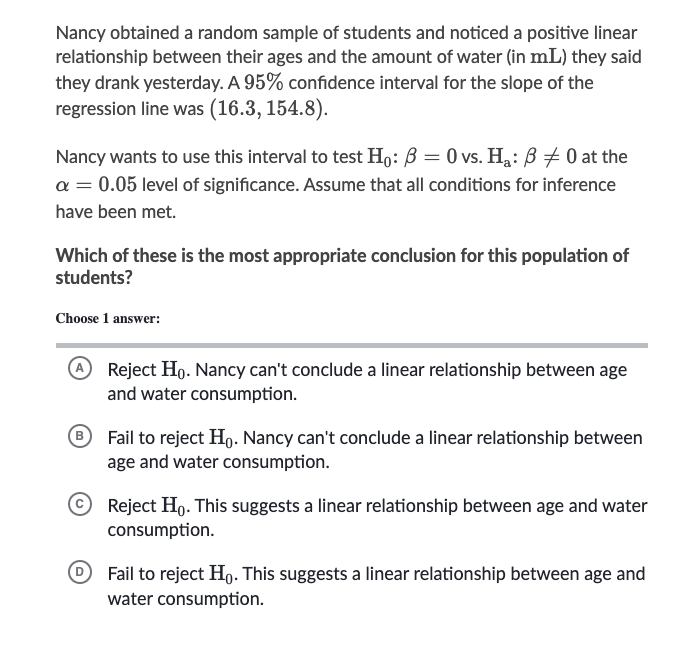 Solved Nancy obtained a random sample of students and | Chegg.com