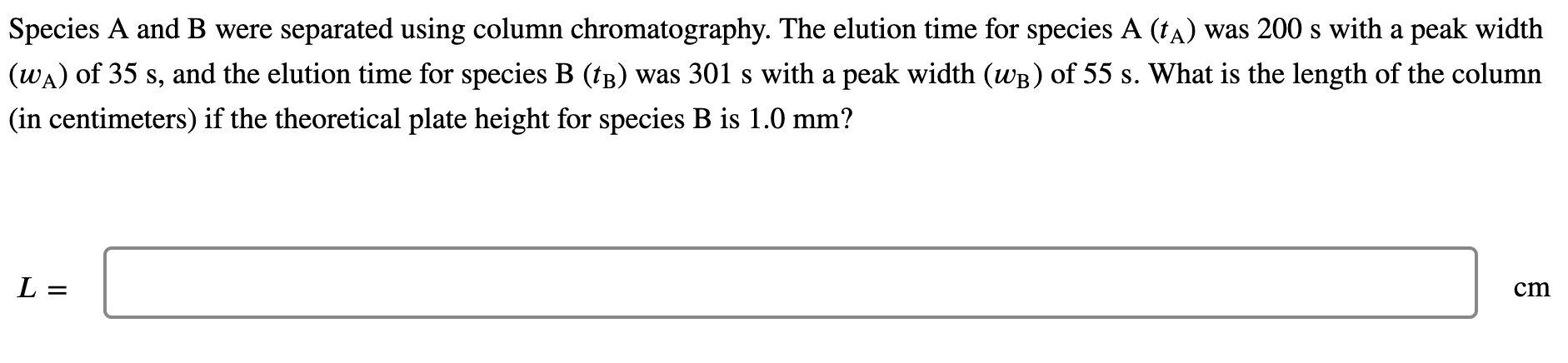 Solved Species A and B were separated using column | Chegg.com