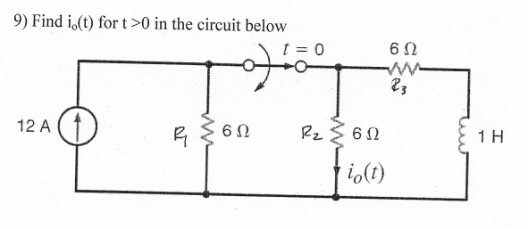 Solved 8) Find V.(t) for t >0 in the circuit below 1 = 0 + | Chegg.com