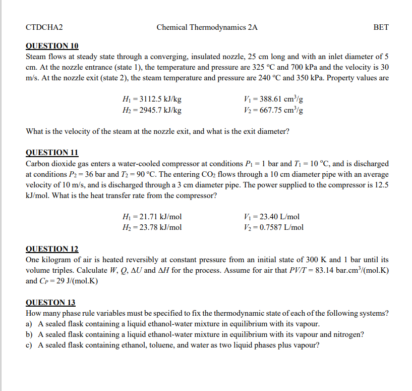 Solved Ctdcha2 Chemical Thermodynamics 2a Bet Question 10 Chegg Com