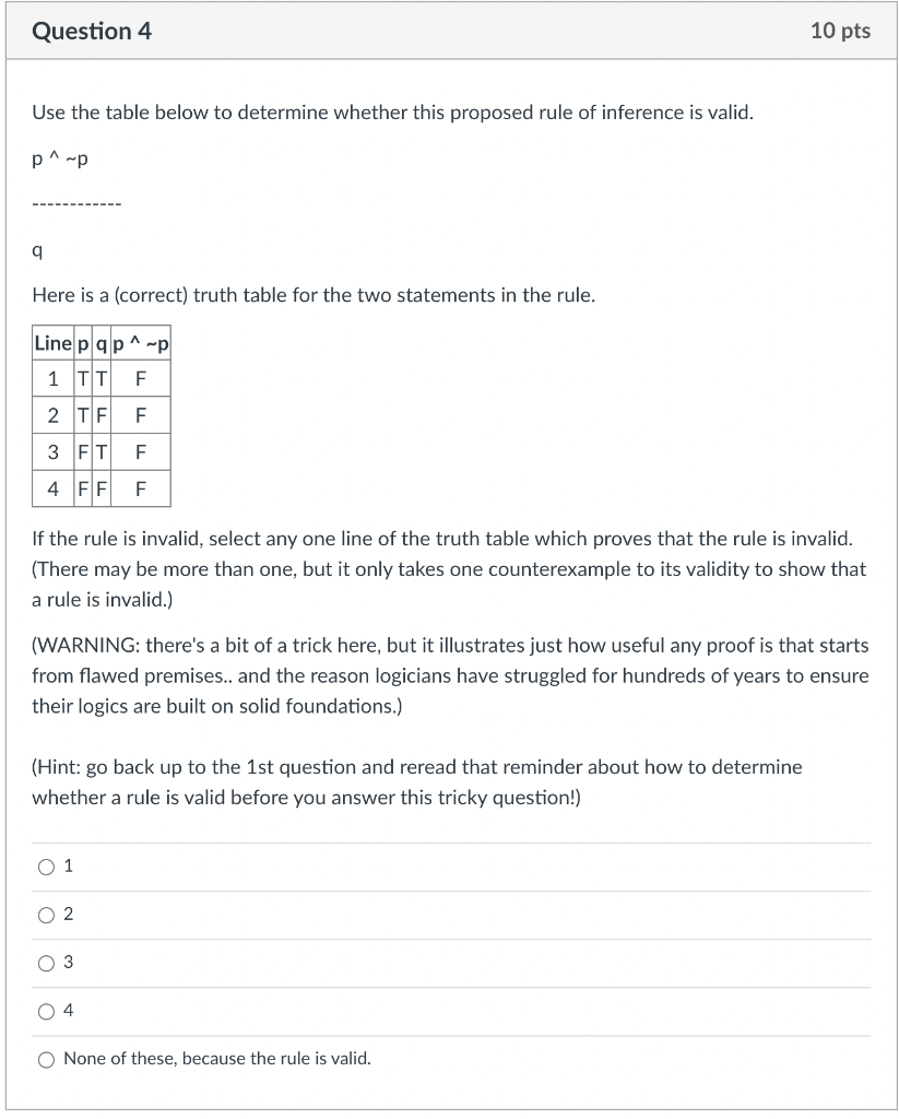 Solved Question 4 10 pts Use the table below to determine | Chegg.com