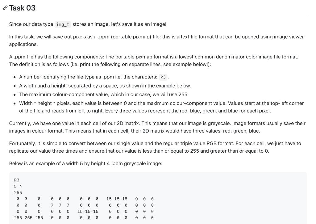 Solved Task 03 Since our data type img_t stores an image, | Chegg.com