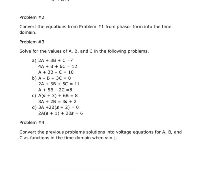 Solved Problem #2 convert the equations from Problem #1 from | Chegg.com
