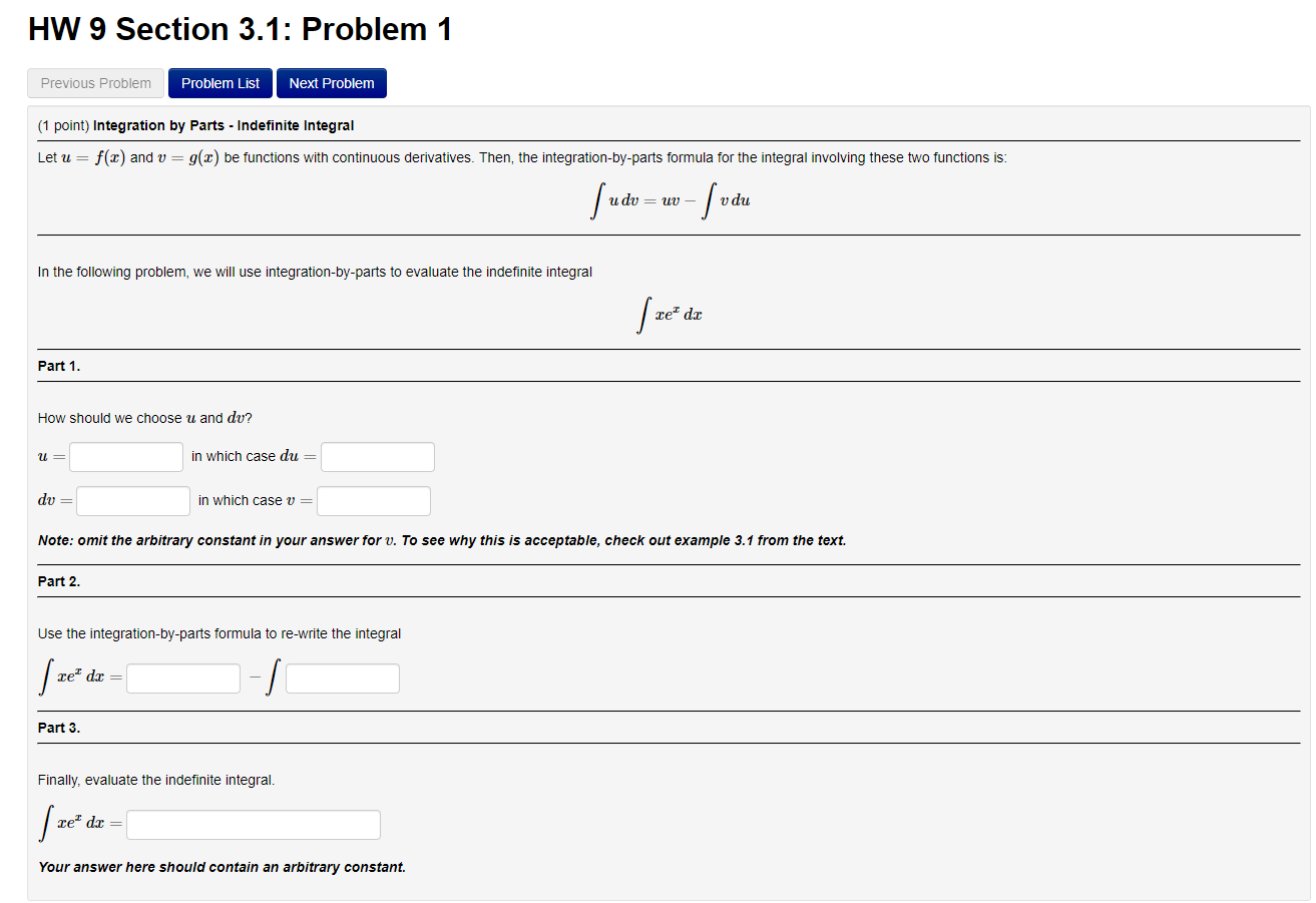 Solved HW 9 Section 3.1: Problem 1 Next Problem Previous | Chegg.com
