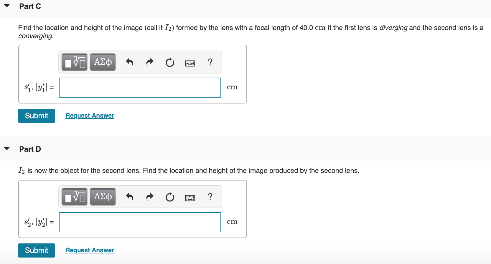 Solved Part A When two lenses are used in combination, the