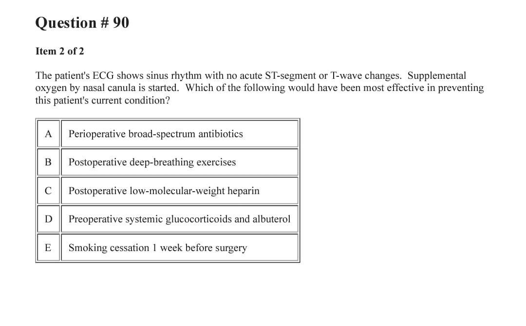 Solved Question # 90 Item 2 of 2 The patient's ECG shows | Chegg.com