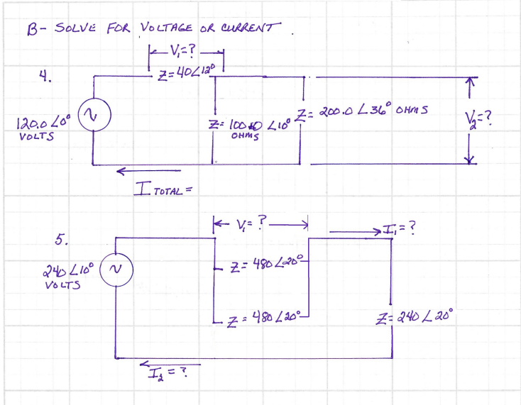 Solved B-SOLVE FOR VOLTAGE OR CURENT. | Chegg.com