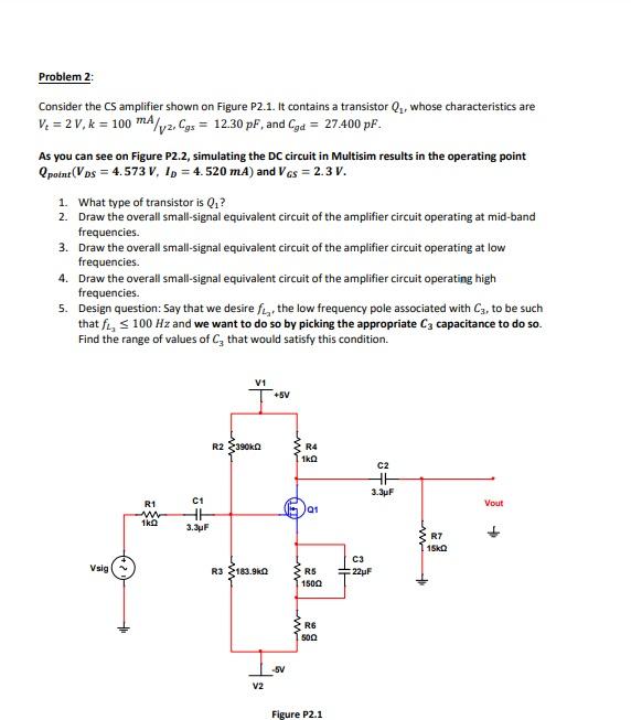 Solved Problem 2: Consider the Cs amplifier shown on Figure | Chegg.com