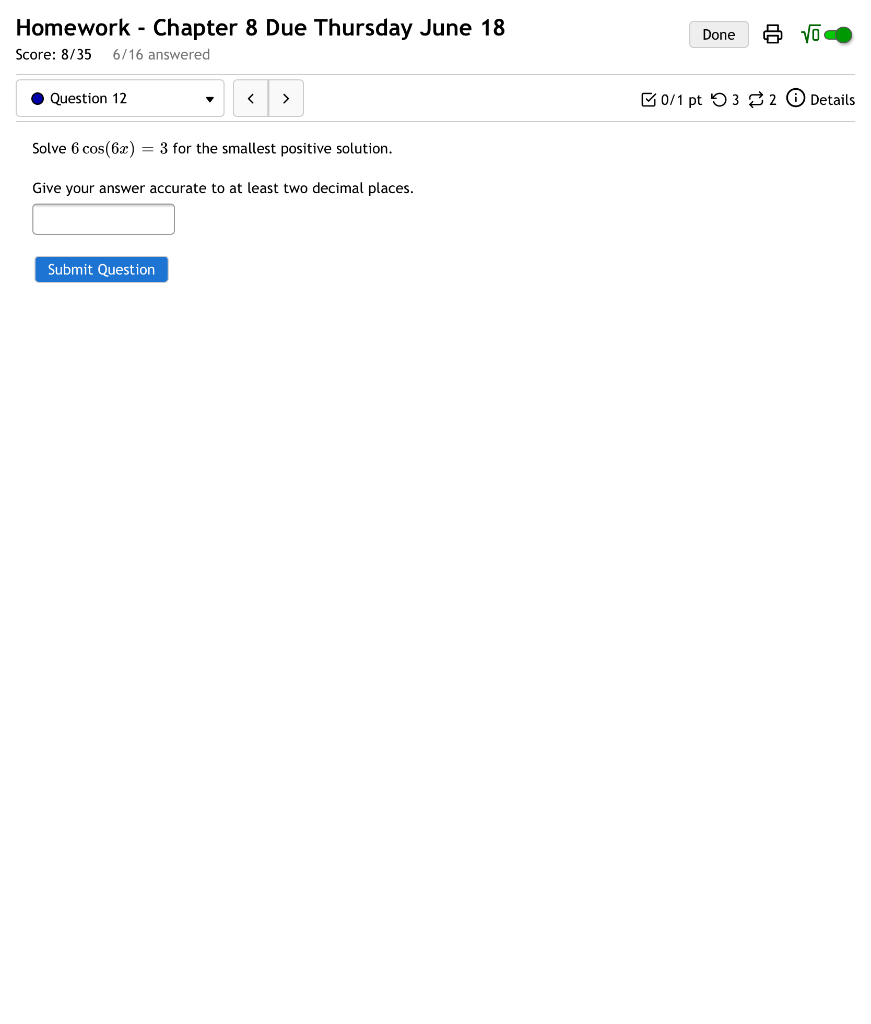 Solved Homework - Chapter 8 Due Thursday June 18 Done 6 Vo | Chegg.com