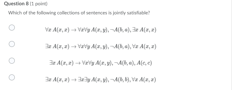 Solved Question 8 (1 point) Which of the following | Chegg.com