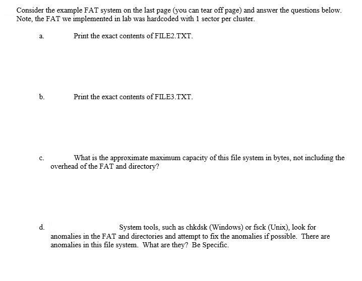Solved Consider the example FAT system on the last page (you | Chegg.com