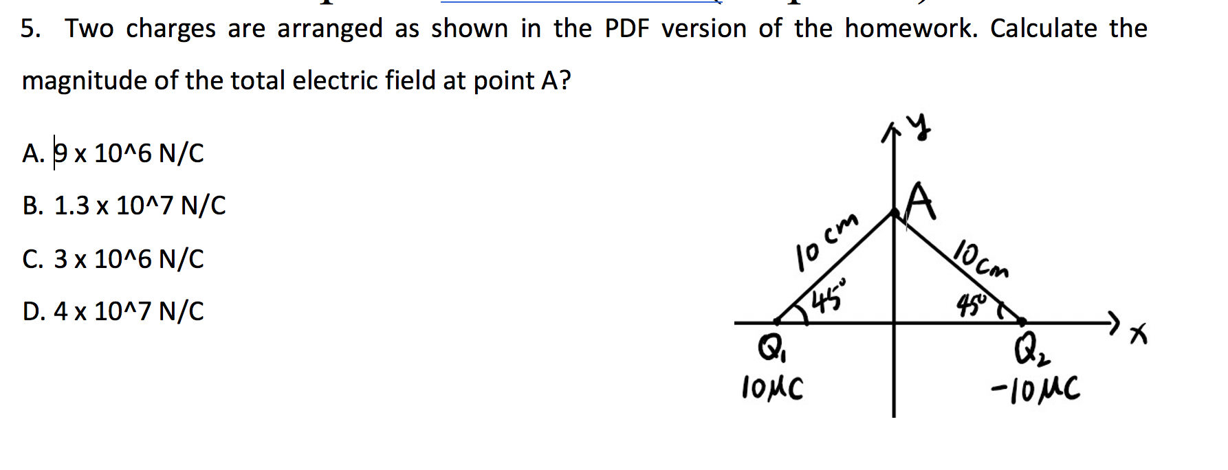Solved 5. Two charges are arranged as shown in the PDF | Chegg.com
