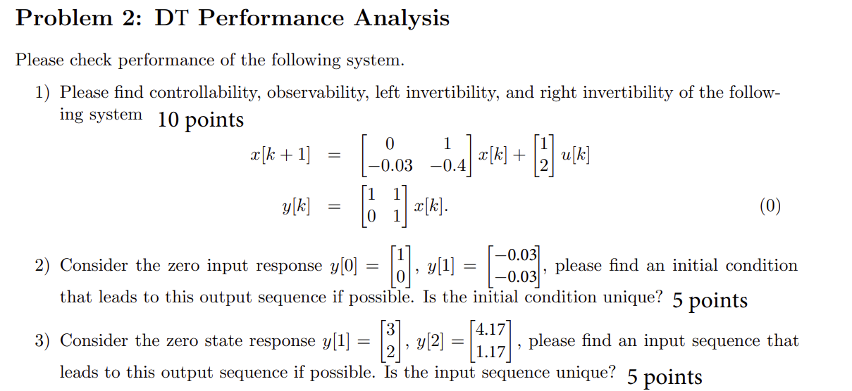 Solved Problem 2: DT Performance AnalysisPlease check | Chegg.com