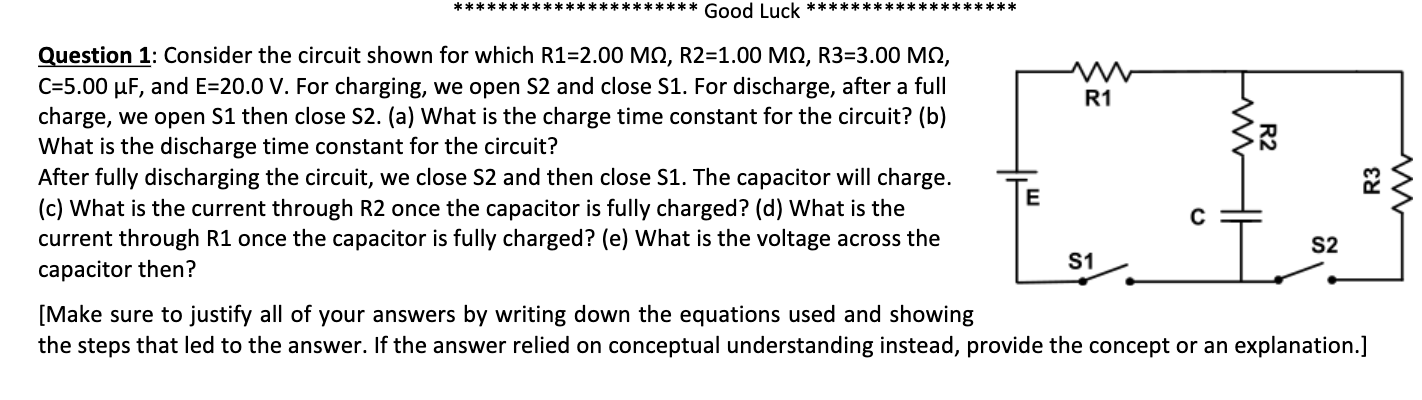 Solved Question 1: Consider the circuit shown for which | Chegg.com
