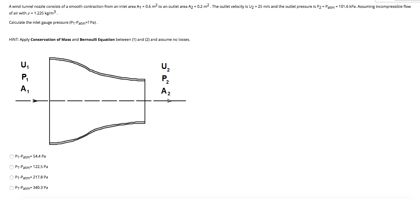 Solved A wind tunnel nozzle consists of a smooth contraction | Chegg.com