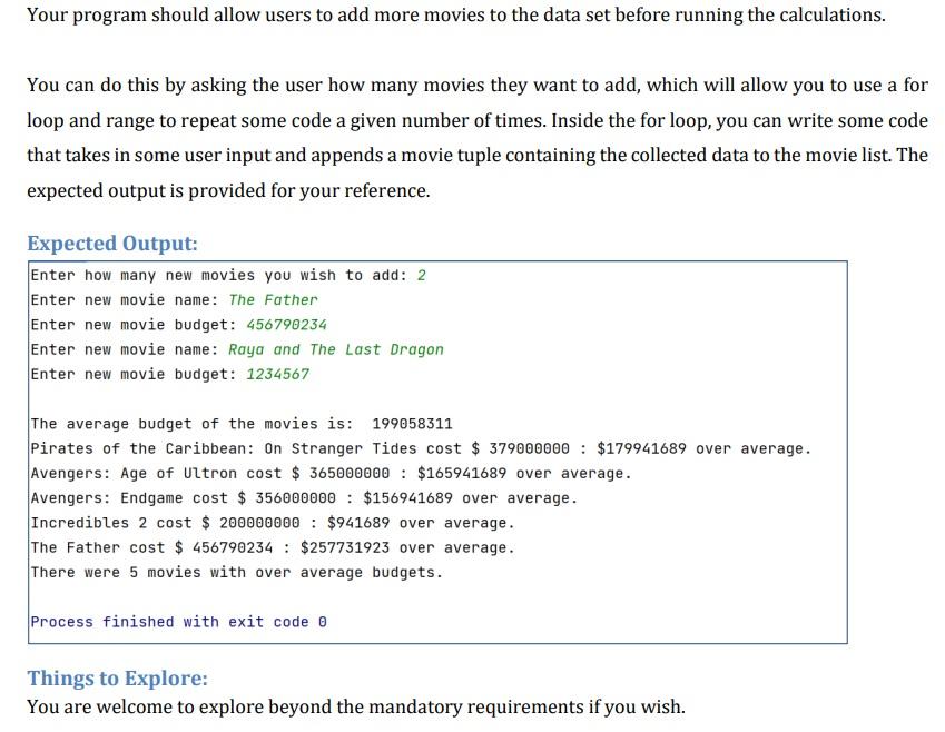 Solved program requirements the aim of this ice is to chegg
