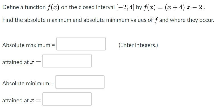 Solved Define a function f(x) on the closed interval [-2, 4] | Chegg.com