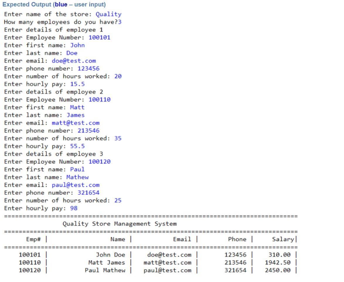 Solved Requirements Specification A store has employees | Chegg.com