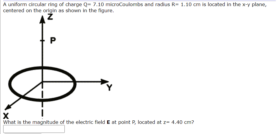 Solved A uniform circular ring of charge Q=7.10 | Chegg.com