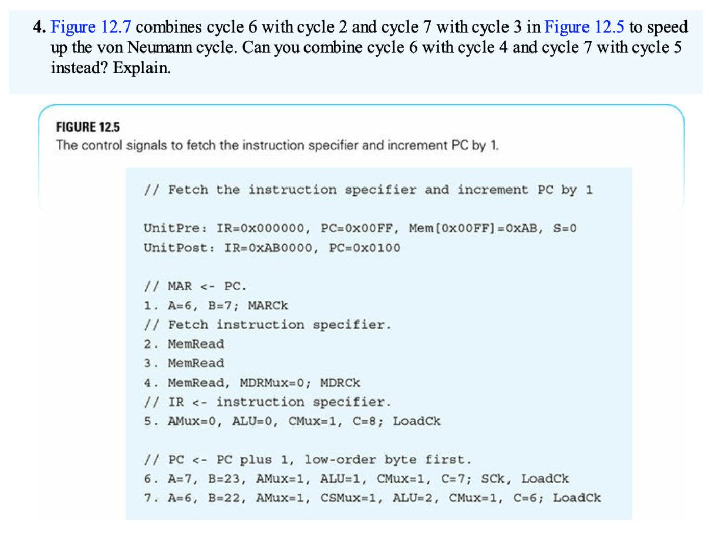 Solved 4. Figure 12.7 combines cycle 6 with cycle 2 and | Chegg.com
