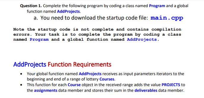 Solved Question 1. Complete the following program by coding | Chegg.com