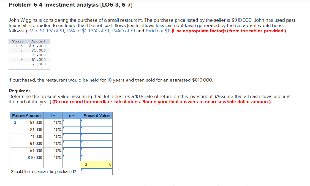 Solved Problem 6-4 Investment analysis [LO6-3, 6-7] John | Chegg.com